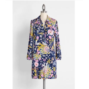 ModCloth Navy Floral Mini Dress with Pink and Yellow Accents